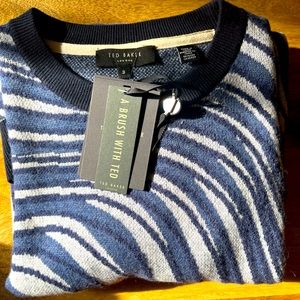 Ted Baker London Long Sleeve Jacquard Crew Neck Sweater (Wool Blend)
